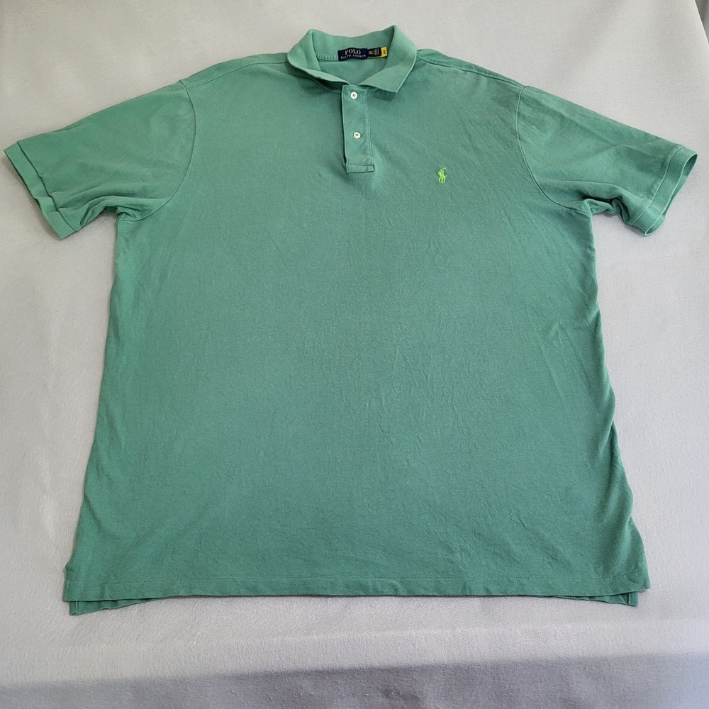 Polo Ralph Lauren Short Sleeve Polo Shirt Green 100% Cotton Men's Size 3XLT